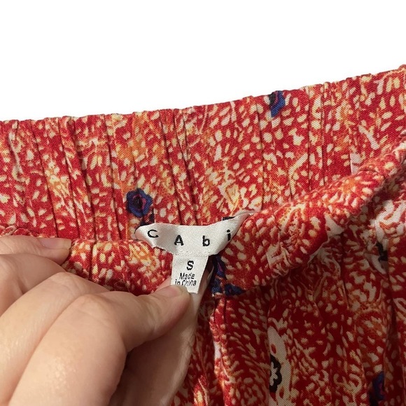 Cabi Red & Navy Blue Patterned Lightweight High Waisted Skirt w/Pockets - Picture 4 of 8